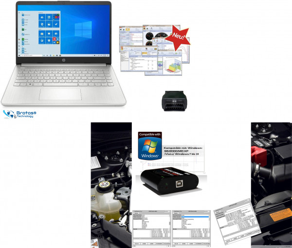 Brotos® Pro-Modul Chiptuning Box und OBD2 Tester Notebook BPM 400
